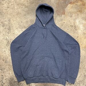 Jerzees Blank Hoodie Men’s Large Navy Comfy Sports Streetwear Basic Retro